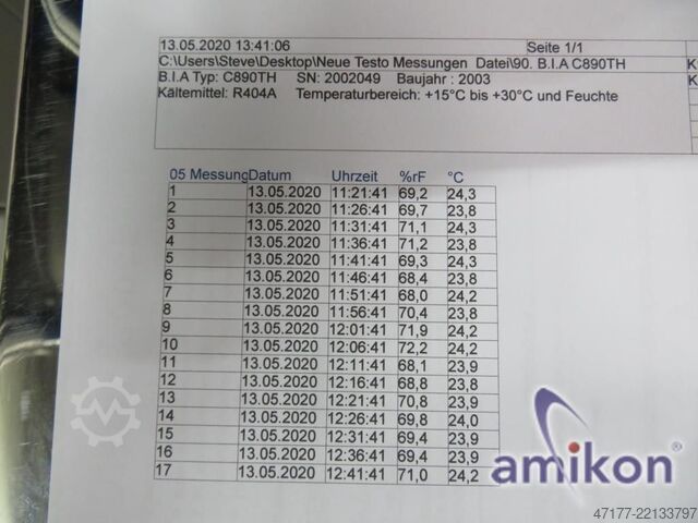 Multifunktionsschrank mit Feuchte BIA C890TH +15°C bis +30°C