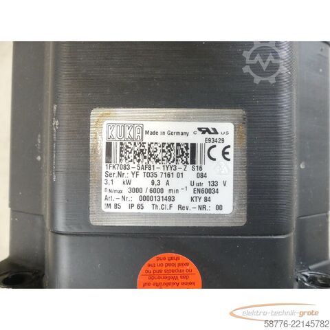 Steuerung KUKA 1FK7083-5AF81-1YY3-Z S16 Servomotor SN: YFT035716101084