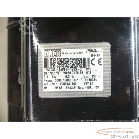 Steuerung KUKA 1FK7083-5AF81-1YY3-Z S16 Servomotor SN: YFW850717856013