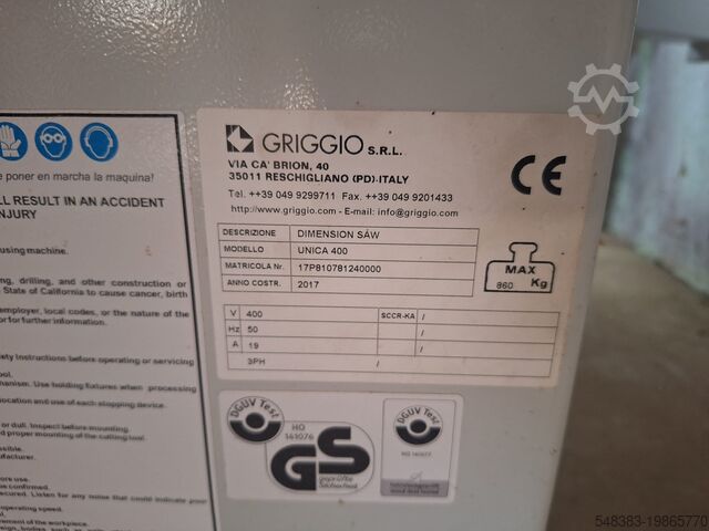 Panel saw Griggio UNICA 400