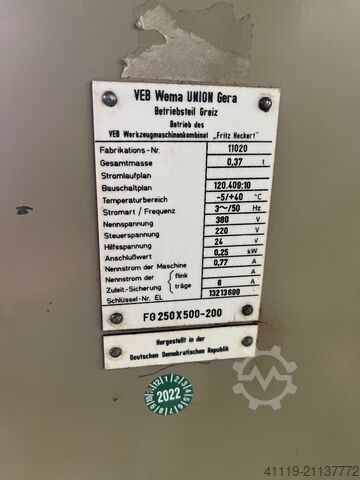 Copy milling machine Union FG 250x500-200  