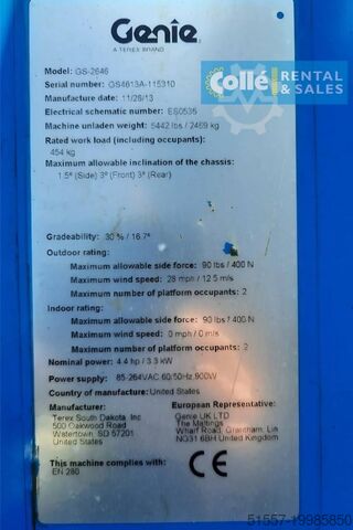 Scherenhebebühne Genie GS-2646 | 2013