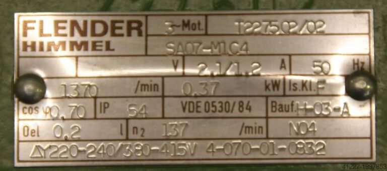 Geared motor 0.37 kW 137 rpm Flender Himmel SA07-M1C4