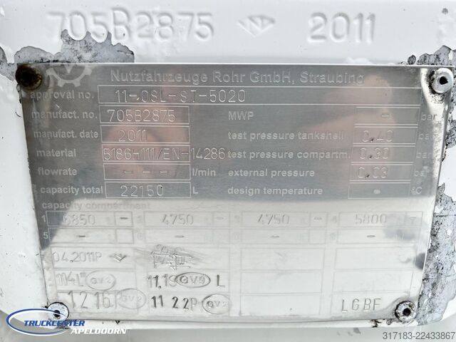 Tankwagen Volvo FH 500 Rohr 22150 Liter, 4 Compartimenten, Reta...
