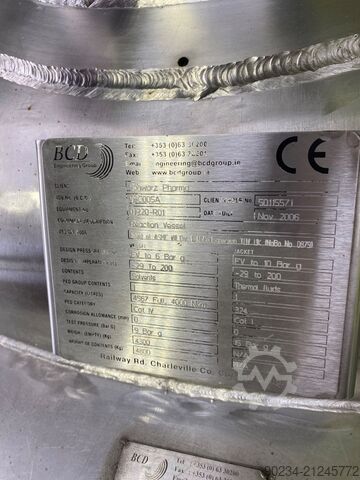 4000 l używany korpus reaktora BCD Engineering z mieszadłem BCD ENGINEERING 4,000 Litre