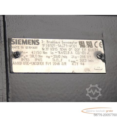 Control unit Siemens 1FT6105-1AC71-4EG1 Synchronservomotor SN YFN315104401006 - -