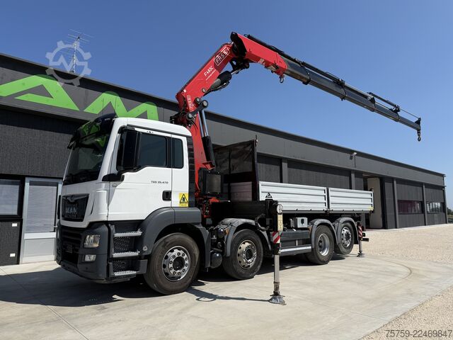 Tipper truck MAN 35.470 TGS Kipper + Kran Fassi F485 8x2