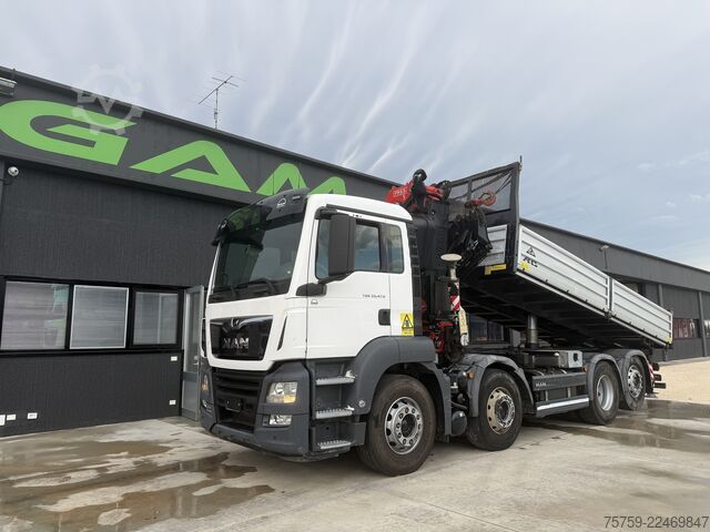 Tipper truck MAN 35.470 TGS Kipper + Kran Fassi F485 8x2