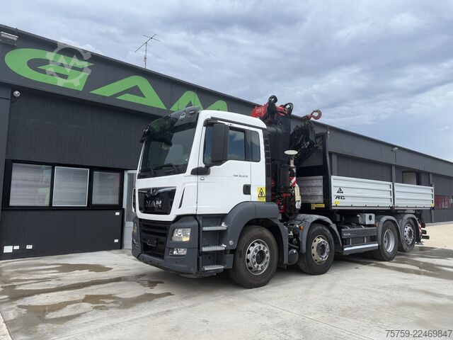Tipper truck MAN 35.470 TGS Kipper + Kran Fassi F485 8x2