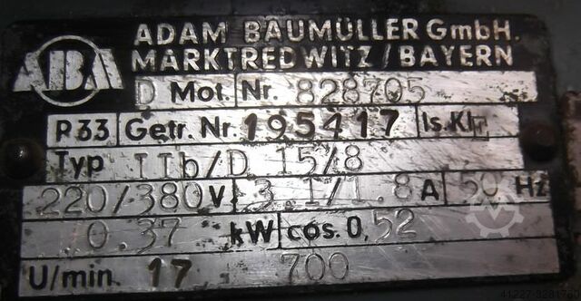 Gear motor 0.37 kW 17 rpm ABM IIb/D15/8
