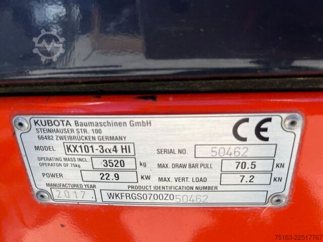 Mini excavator KUBOTA Minibagger KX 101-3a4 HI Minibagger nur 1.190h