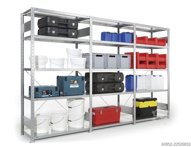 Modular shelf ca. 60,06 lfm. Fachbodenregale META H: 200 cm , T: 40 cm , 150 kg pro Ebene