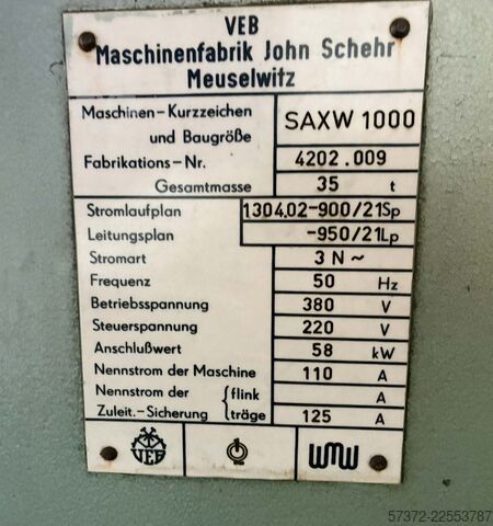 Walzenschleifmaschine WMW SAXW 1000