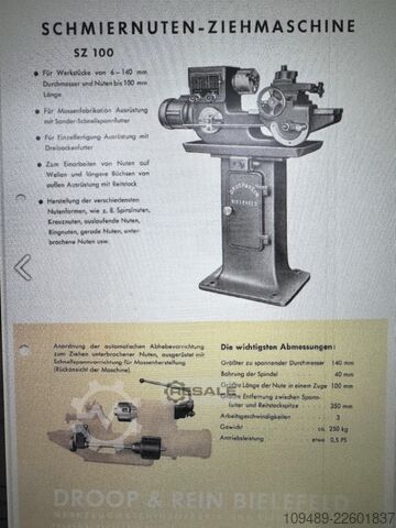 Schmiernutenziehmaschine / Droop & Rein Droop+Rein SZ 100  / Schmiernutenziehmaschine