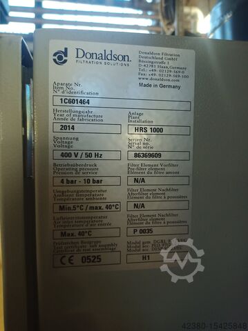 Compressed air adsorption dryer Donaldson Filtration HRS 1000 Ultrafilter
