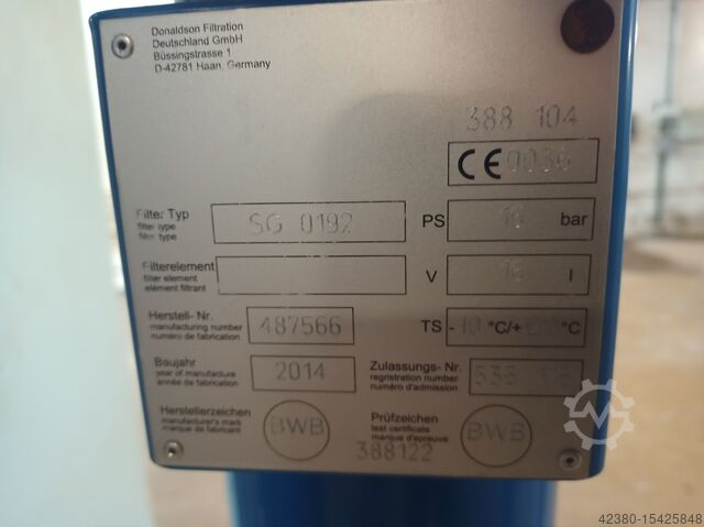 Compressed air adsorption dryer Donaldson Filtration HRS 1000 Ultrafilter