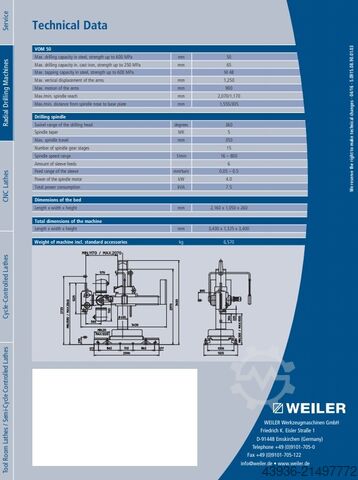 Radialbohrmaschine WEILER - VOM 50 WEILER VOM50