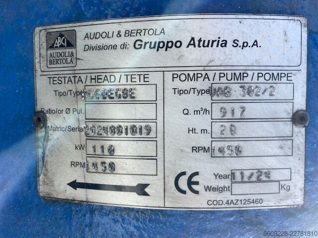 Centrifugal pump Audoli & Bertola VHL 382/2 Vertical Pump 317 m³/h – ABB 110 kW