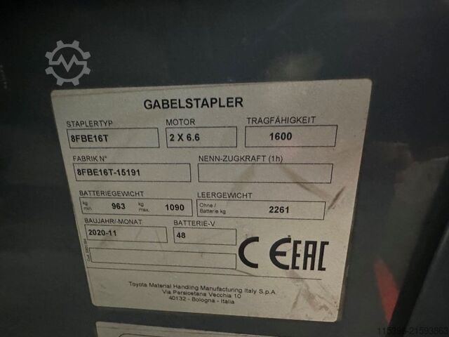 Elektro 3 Rad-Stapler Toyota 8FBE16T - TRIPLEX 4,7 m