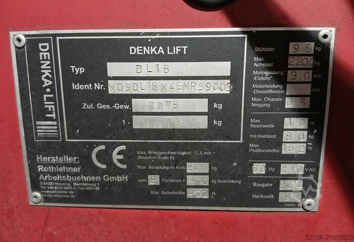 Aerial platform Rothlehner Denka Lift DL18