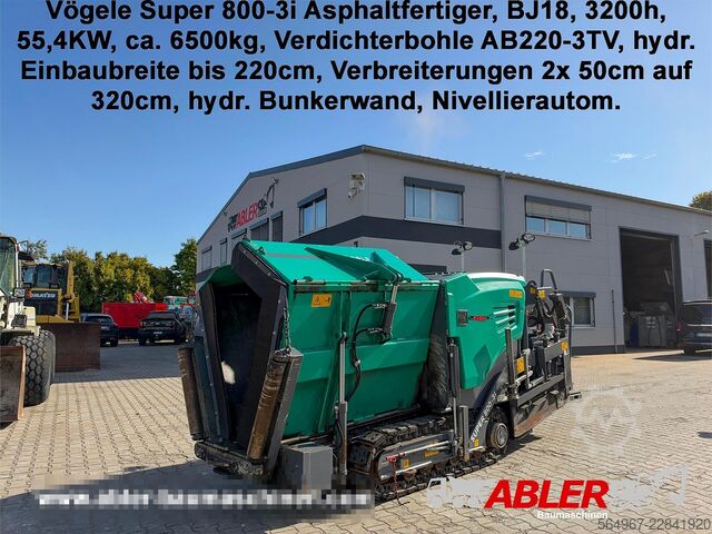 Wheeled asphalt paver Vögele Super 800-3i 55,4 kW 6500 kg