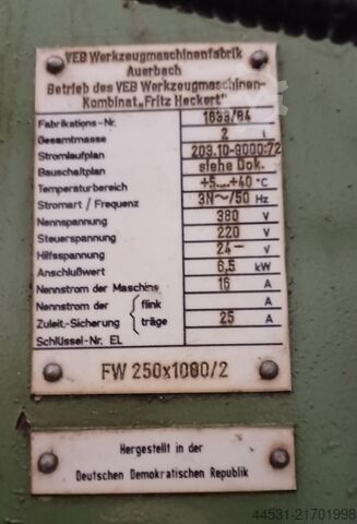 Universal Fräsmaschine Horizontal Auerbach FW 250 x 1000 / 2