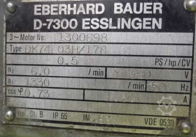 Gear motor 0.37 kW 6 rpm Bauer DK74E03H/178