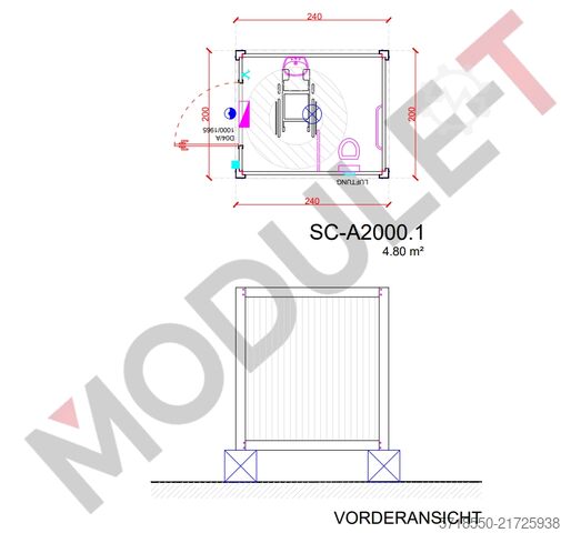 Barrier-free sanitary container / WC new Module T Germany GmbH Sanitärcontainer barrierefrei 2,40×2,00