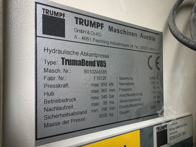 Press brake Trumpf TrumaBend V85
