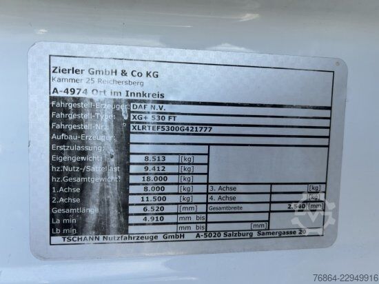 Standard SZM DAF XG+ 530FT, RETARDER,   EURO6, STANDKLIMA, LEDER, FERNSEHER, KAFFEEMASCHINE