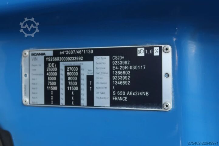 Standard-SZM Scania S650 V8 NGS 6X2-4/ FULL AIR/ RETARDER/ LEDER/ A...