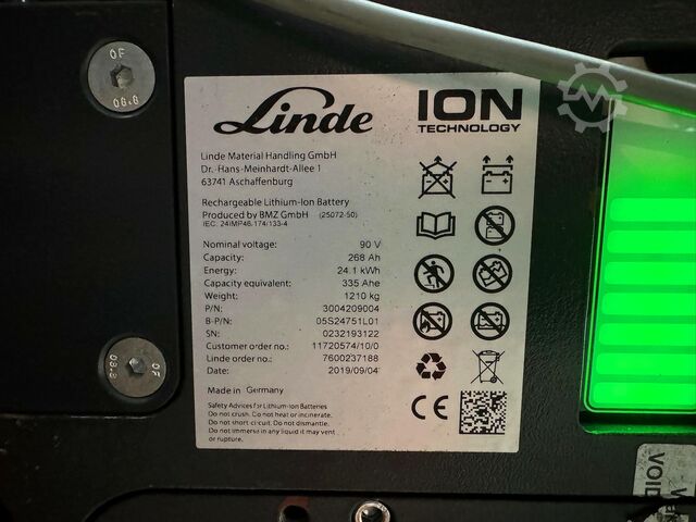 2019 serviced + safety inspection (UVV) valid until 09/2027, 12,341 operating hours Linde E25