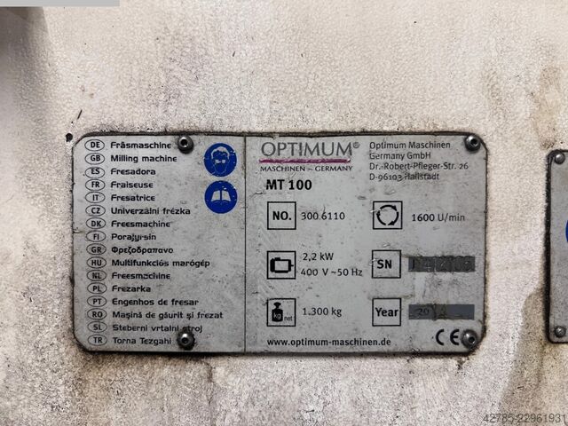 Universal Milling Machine OPTIMUM MT100