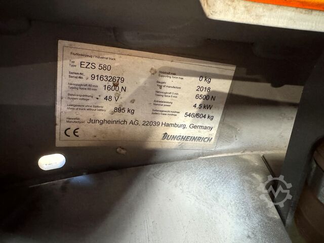 2018 service + safety inspection (UVV) valid until 09/2027 Jungheinrich EZS580