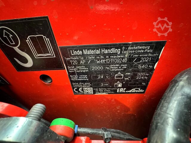 2020 serviced + safety inspection (UVV) valid until 06/2027, 3,380 operating hours Linde T20AP
