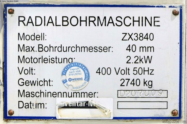 Schnellradialbohrmaschine V-Trade ZX 3840