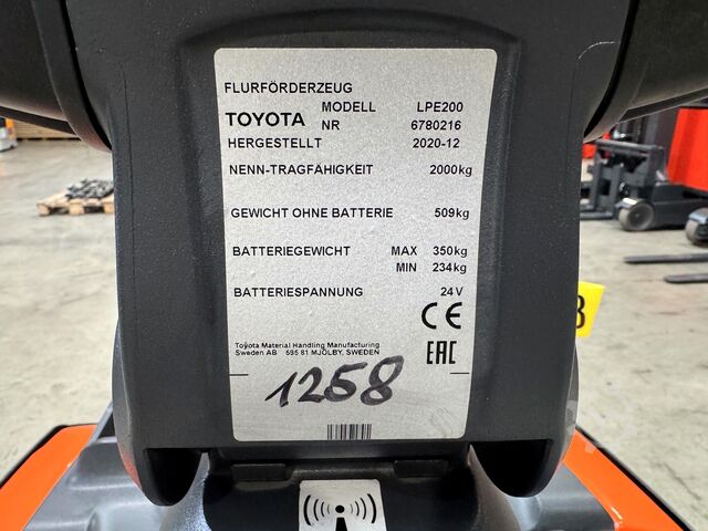 2020 service + safety inspection (UVV) valid until 09/2027, 1,288 operating hours Toyota LPD200