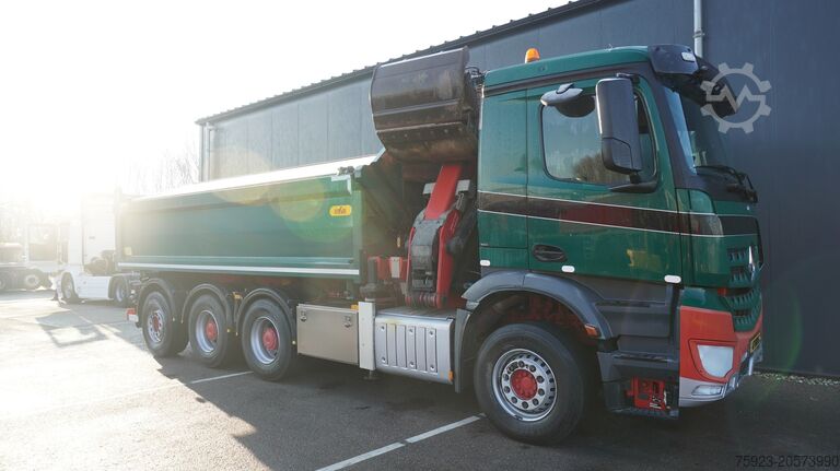 Crane truck Mercedes-Benz AROCS 3542 8X4 2 SIDE TIPPER WITH HMF Z 1943 CR...