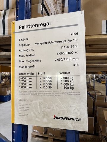 Pallet rack frame height approx. 8m, 500kg Jungheinrich Typ: B