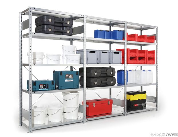 Modular shelf ca. 60,06 lfm. Fachbodenregale META H: 200 cm T: 60 cm , 150 kg pro Ebene