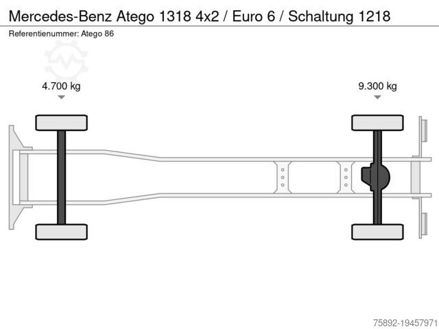 Chassis with cab Mercedes-Benz Atego 1318 4x2 / Euro 6 / Schaltung 1218