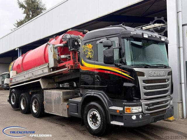 Vacuum truck Scania G480 8x4, Naafreductie, 199.500 km, Kipper
