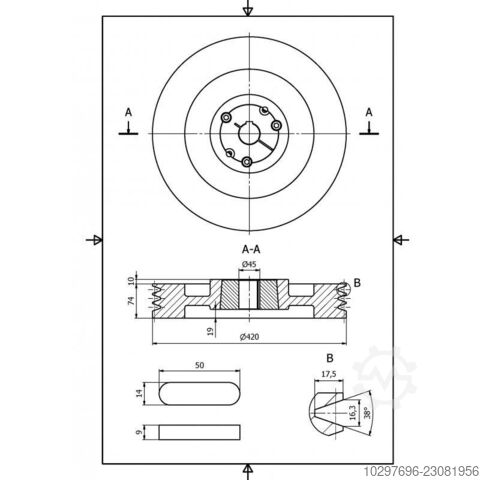 Flywheel/pulley, diameter 420 mm, 55 kg – 1 piece REMET 