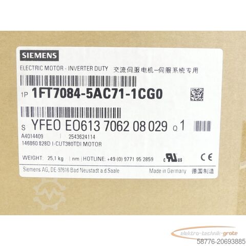 Control unit Siemens 1FT7084-5AC71-1CG0 Synchronmotor SN:YFE0E0613706208029 - ! -