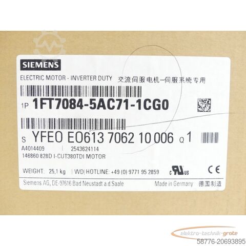 Steuerung Siemens 1FT7084-5AC71-1CG0 Synchronmotor SN:YFE0E0613706210006 - ! -