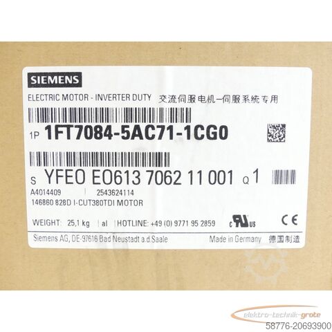 Control unit Siemens 1FT7084-5AC71-1CG0 Synchronmotor SN:YFE0E0613706211001 - ! -