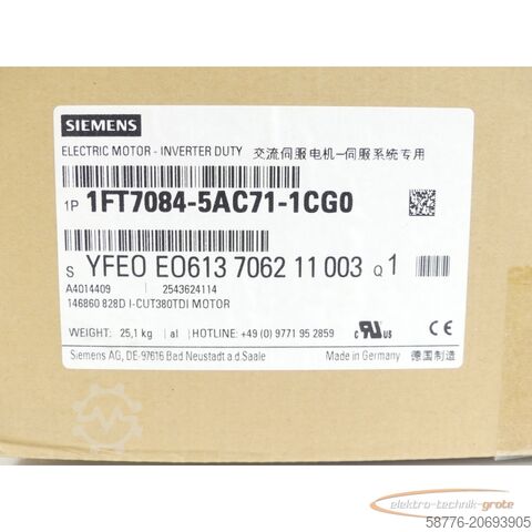 Control unit Siemens 1FT7084-5AC71-1CG0 Synchronmotor SN:YFE0E0613706211003 - ! -
