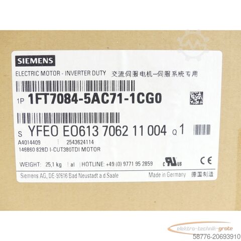 Control unit Siemens 1FT7084-5AC71-1CG0 Synchronmotor SN:YFE0E0613706211004 - ! -