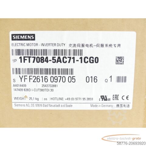 Control unit Siemens 1FT7084-5AC71-1CG0 Synchronmotor SN:YFF2616097005016 - ! -