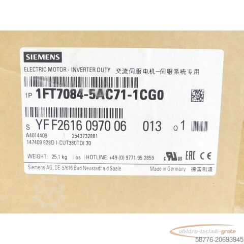 Steuerung Siemens 1FT7084-5AC71-1CG0 Synchronmotor SN:YFF2616097006013 - ! -